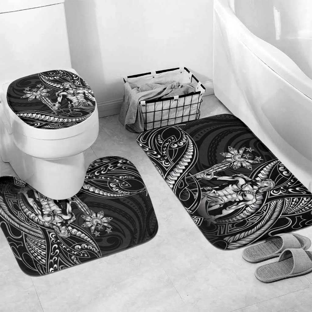 Filipinos Lapu Lapu Hero Bathroom Set Black Polynesian Tribal Tattoo LT05 Mat Set Only (3 pcs) One Size Black - Polynesian Pride