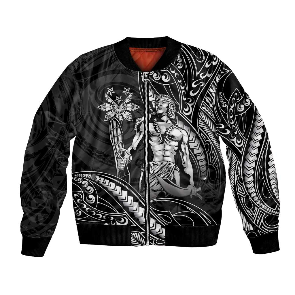 Filipinos Lapu Lapu Hero Bomber Jacket Black Polynesian Tribal Tattoo LT05 Unisex Black - Polynesian Pride