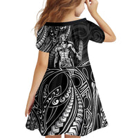 Filipinos Lapu Lapu Hero Family Matching Off Shoulder Short Dress and Hawaiian Shirt Black Polynesian Tribal Tattoo LT05 - Polynesian Pride