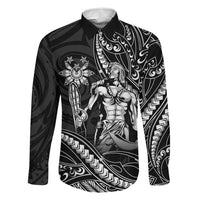 Filipinos Lapu Lapu Hero Family Matching Tank Maxi Dress and Hawaiian Shirt Black Polynesian Tribal Tattoo LT05 Dad's Shirt - Long Sleeve Black - Polynesian Pride