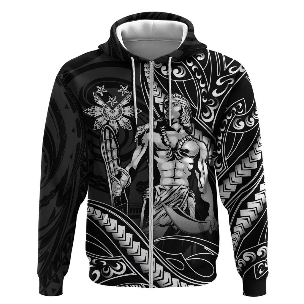 Filipinos Lapu Lapu Hero Hoodie Black Polynesian Tribal Tattoo LT05 Zip Hoodie Black - Polynesian Pride