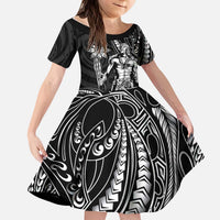 Filipinos Lapu Lapu Hero Kid Short Sleeve Dress Black Polynesian Tribal Tattoo LT05 KID Black - Polynesian Pride