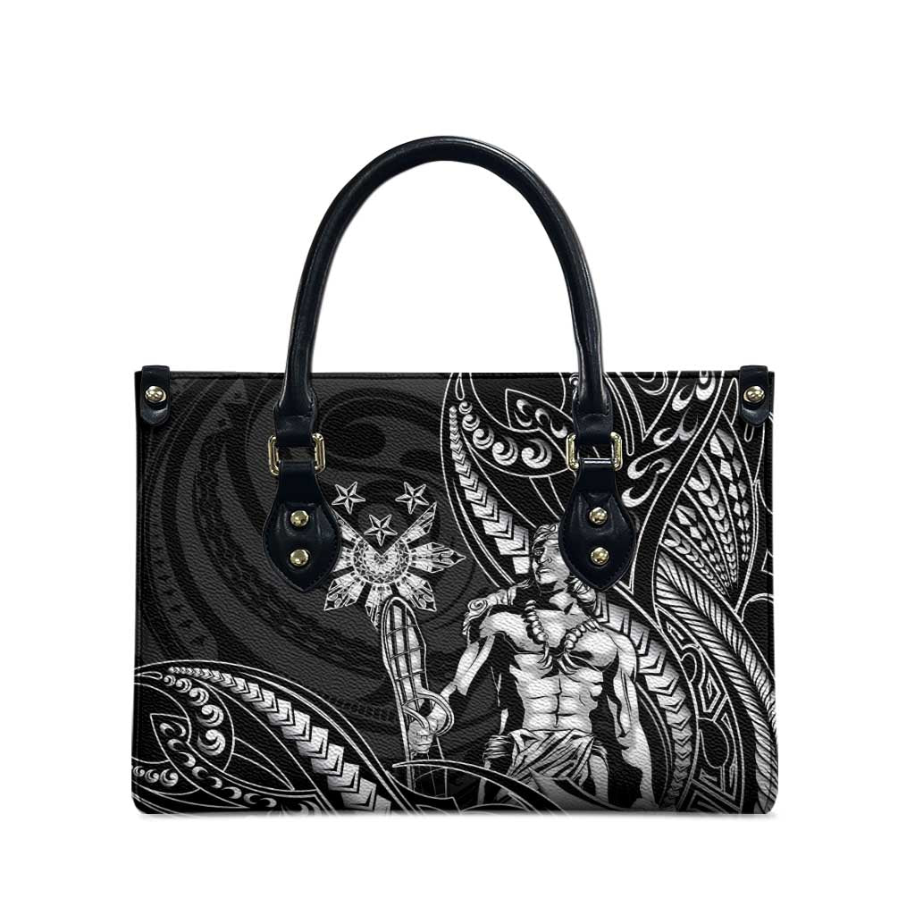 Filipinos Lapu Lapu Hero Leather Bag Black Polynesian Tribal Tattoo