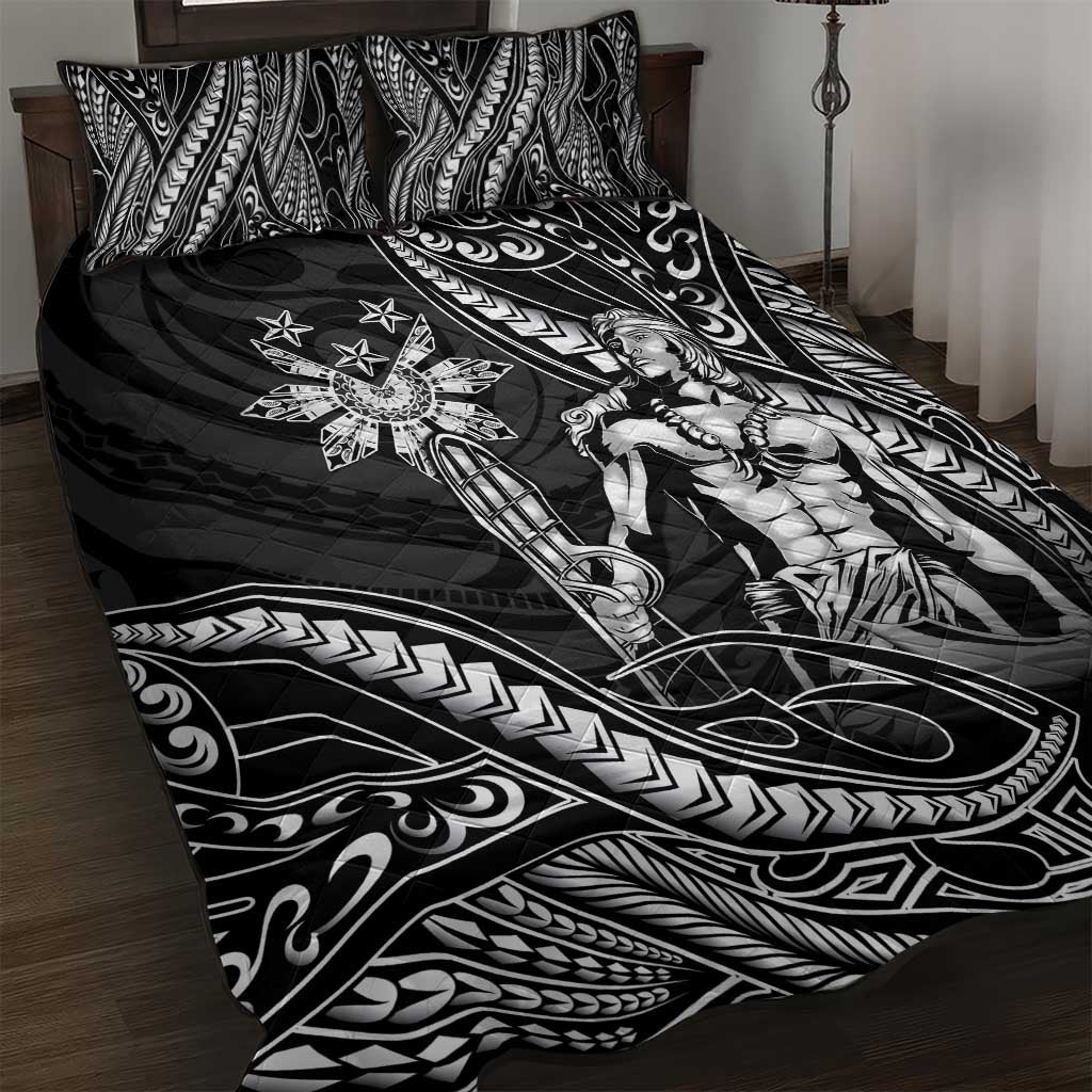Filipinos Lapu Lapu Hero Quilt Bed Set Black Polynesian Tribal Tattoo LT05 Black - Polynesian Pride