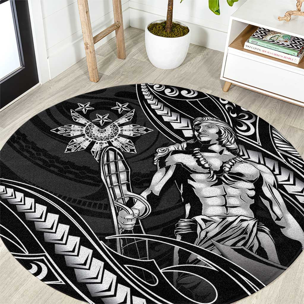 Filipinos Lapu Lapu Hero Round Carpet Black Polynesian Tribal Tattoo LT05 Black - Polynesian Pride