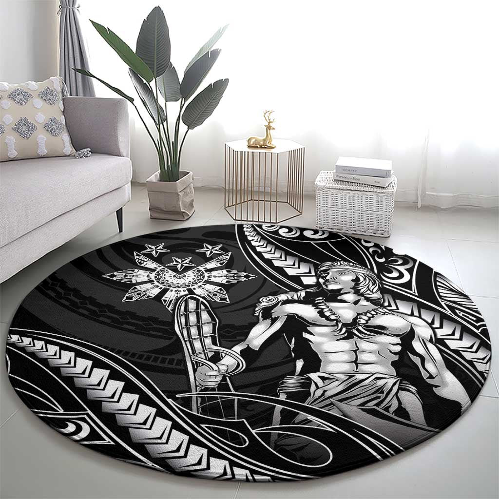 Filipinos Lapu Lapu Hero Round Carpet Black Polynesian Tribal Tattoo LT05 - Polynesian Pride