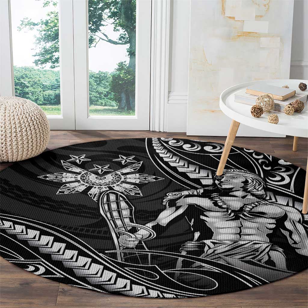 Filipinos Lapu Lapu Hero Round Carpet Black Polynesian Tribal Tattoo LT05 - Polynesian Pride