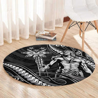 Filipinos Lapu Lapu Hero Round Carpet Black Polynesian Tribal Tattoo LT05 - Polynesian Pride