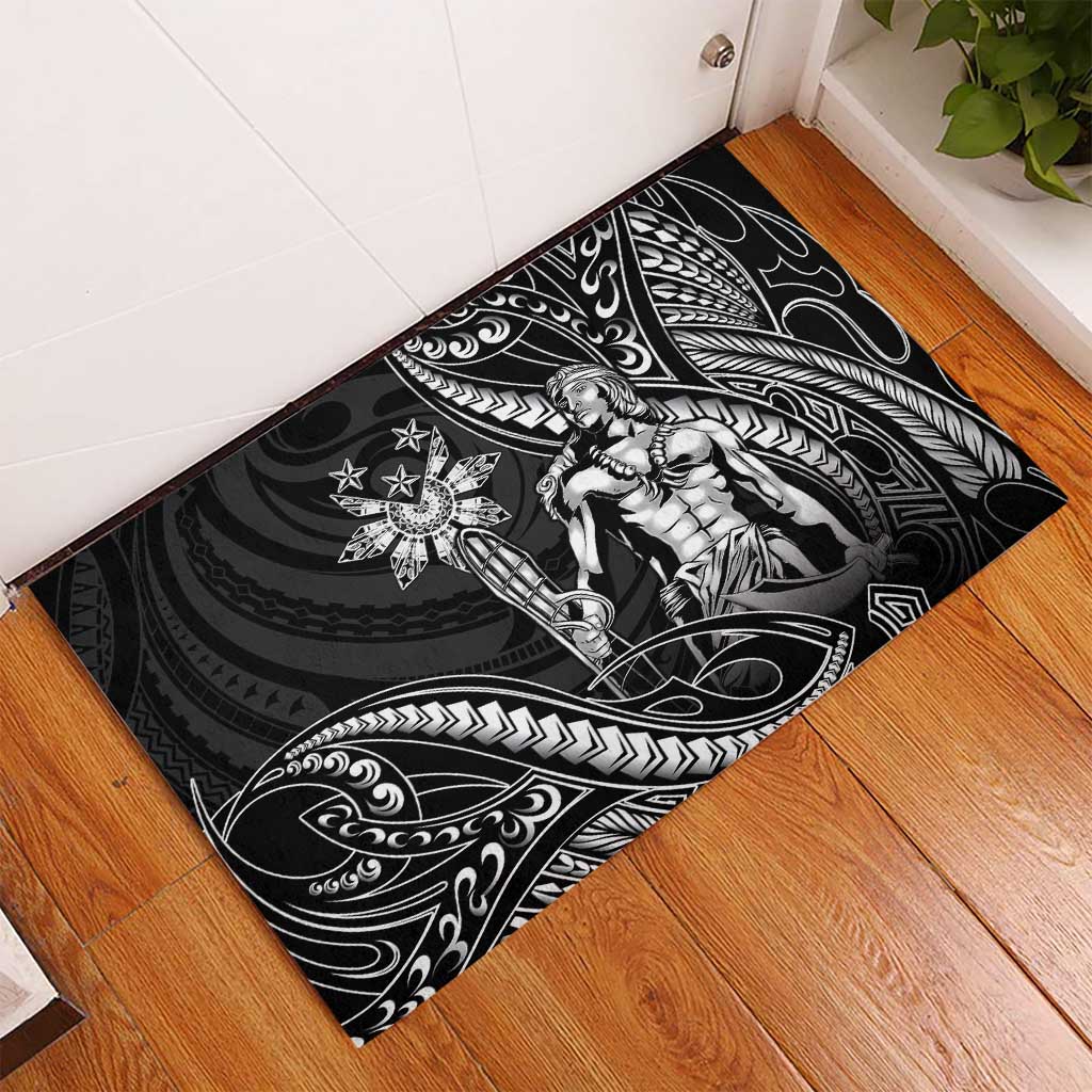 Filipinos Lapu Lapu Hero Rubber Doormat Black Polynesian Tribal Tattoo LT05 - Polynesian Pride