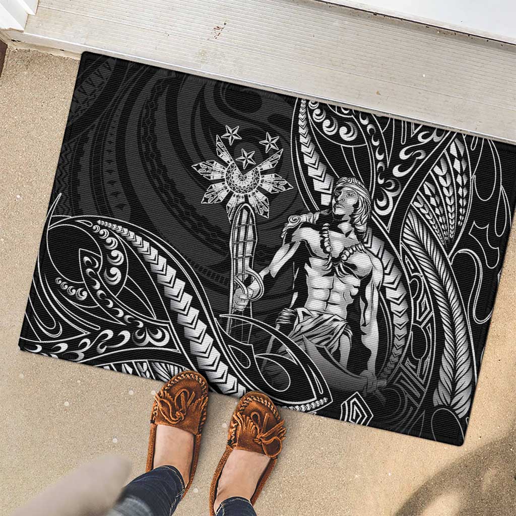 Filipinos Lapu Lapu Hero Rubber Doormat Black Polynesian Tribal Tattoo LT05 - Polynesian Pride