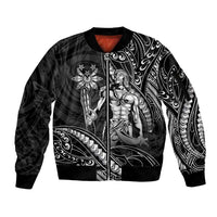 Filipinos Lapu Lapu Hero Sleeve Zip Bomber Jacket Black Polynesian Tribal Tattoo LT05 Unisex Black - Polynesian Pride