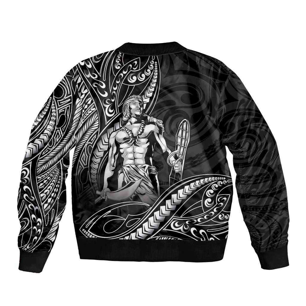 Filipinos Lapu Lapu Hero Sleeve Zip Bomber Jacket Black Polynesian Tribal Tattoo LT05 - Polynesian Pride