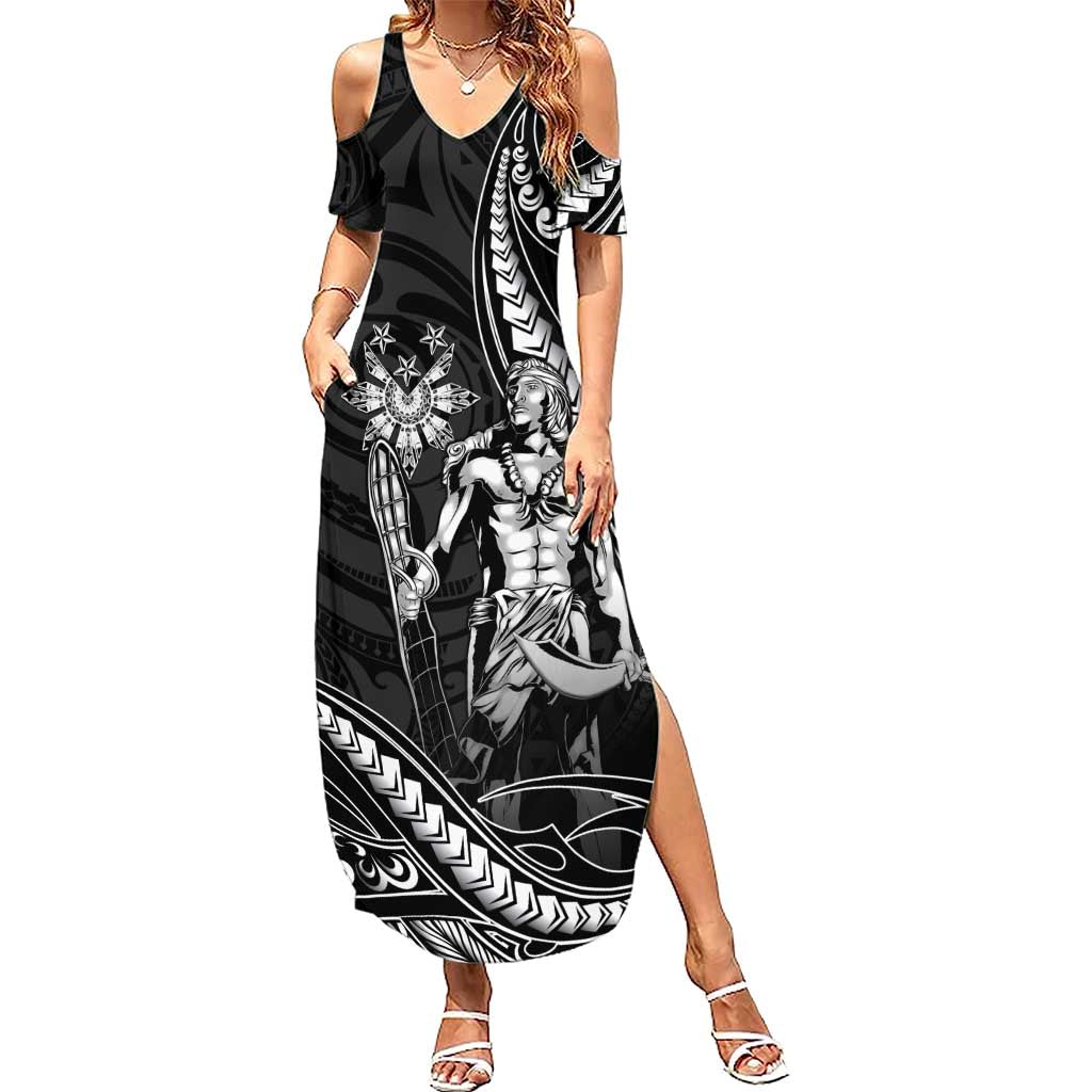 Filipinos Lapu Lapu Hero Summer Maxi Dress Black Polynesian Tribal Tattoo