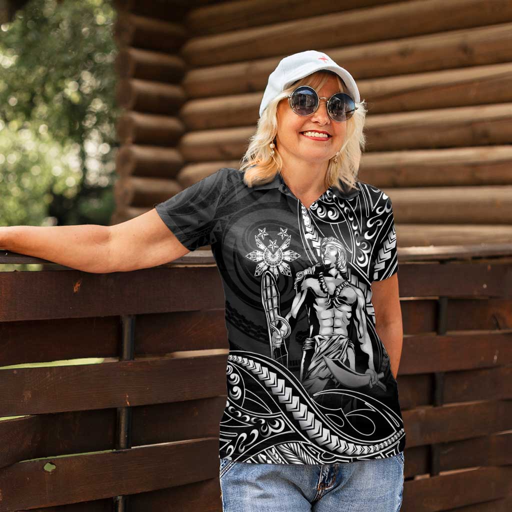 Filipinos Lapu Lapu Hero Women Polo Shirt Black Polynesian Tribal Tattoo