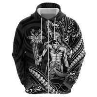 Filipinos Lapu Lapu Hero Zip Hoodie Black Polynesian Tribal Tattoo LT05 - Polynesian Pride