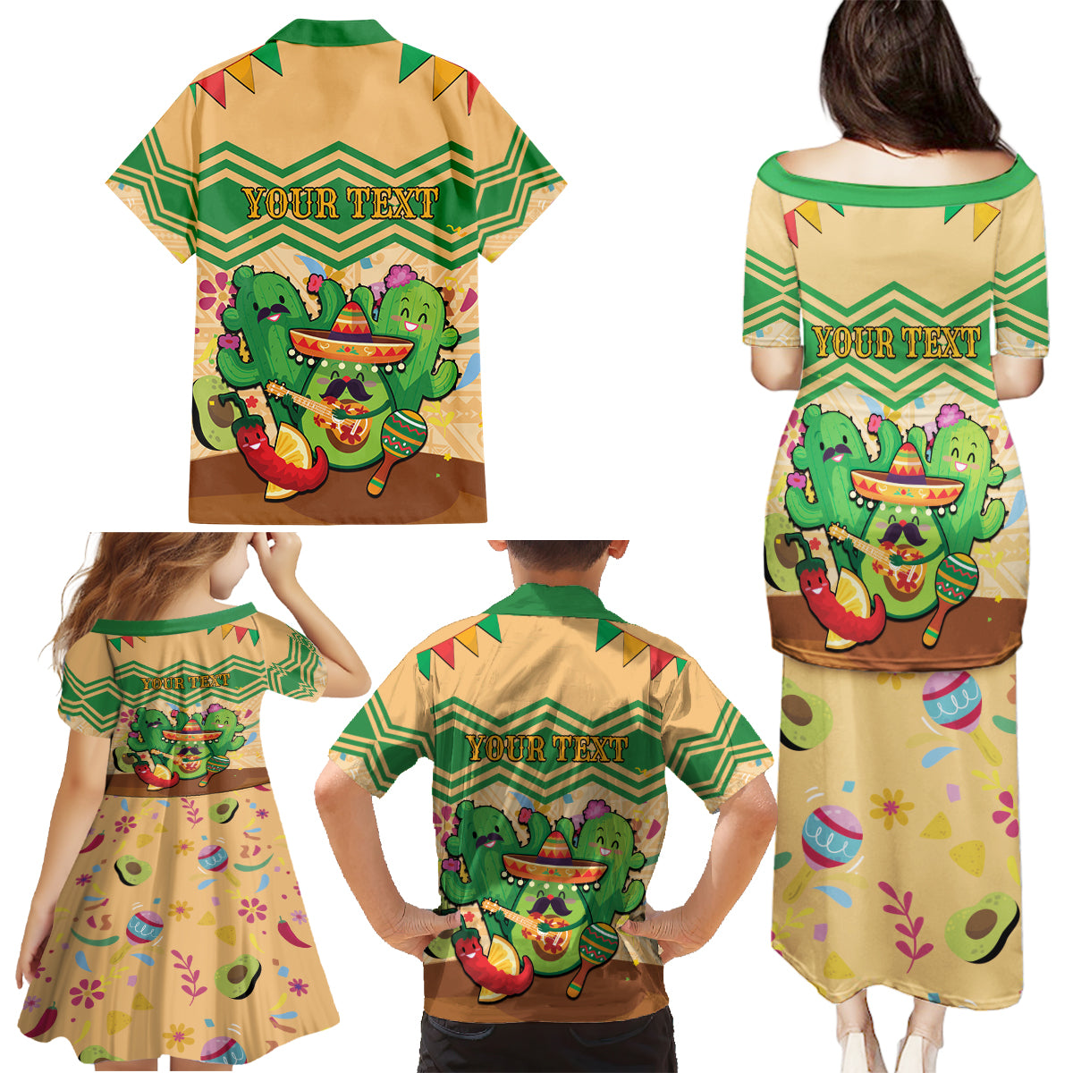 Personalised Hawaii Cinco De Mayo Family Matching Puletasi and Hawaiian Shirt Funny Style
