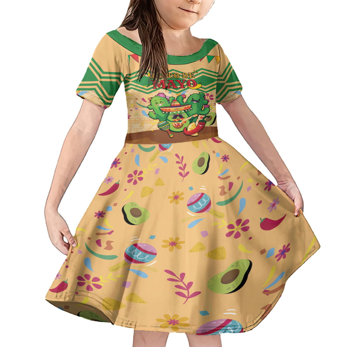 Personalised Hawaii Cinco De Mayo Family Matching Summer Maxi Dress and Hawaiian Shirt Funny Style LT05 Daughter's Dress Brown - Polynesian Pride
