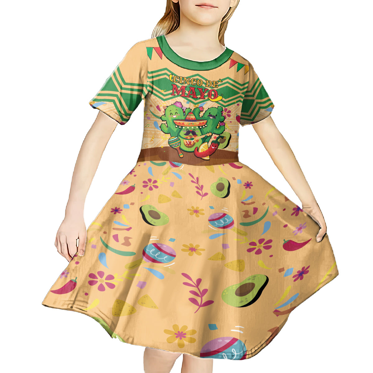 Personalised Hawaii Cinco De Mayo Kid Short Sleeve Dress Funny Style