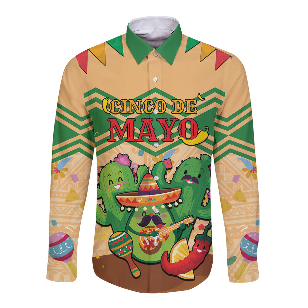 Personalised Hawaii Cinco De Mayo Long Sleeve Button Shirt Funny Style LT05 Unisex Brown - Polynesian Pride