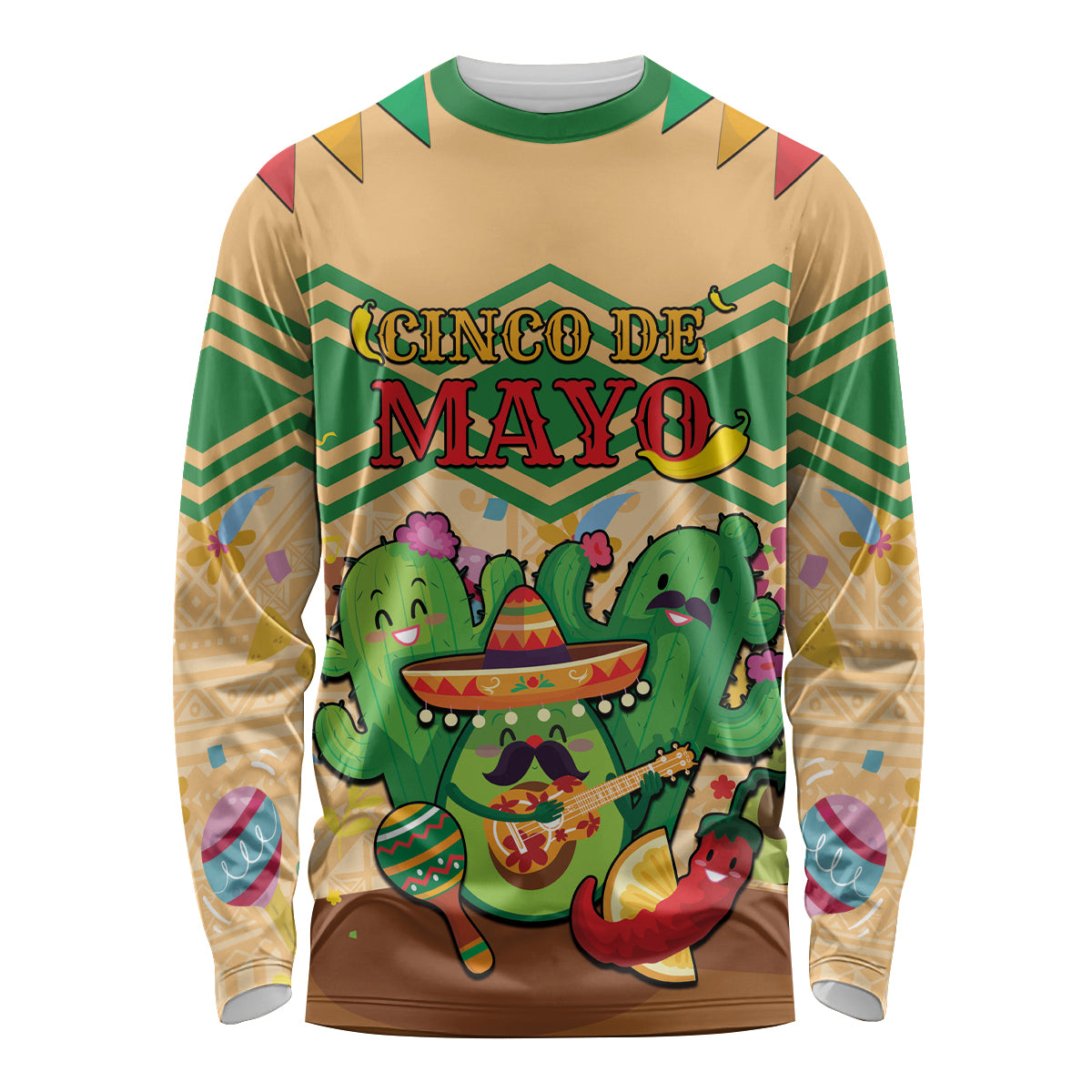 Personalised Hawaii Cinco De Mayo Long Sleeve Shirt Funny Style LT05 Unisex Brown - Polynesian Pride