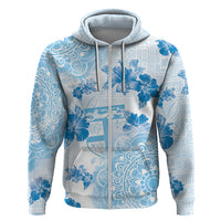 Happy Fiji Girmit Day Hoodie Fijian Tapa With Mandala Pattern LT05 Zip Hoodie Blue - Polynesian Pride