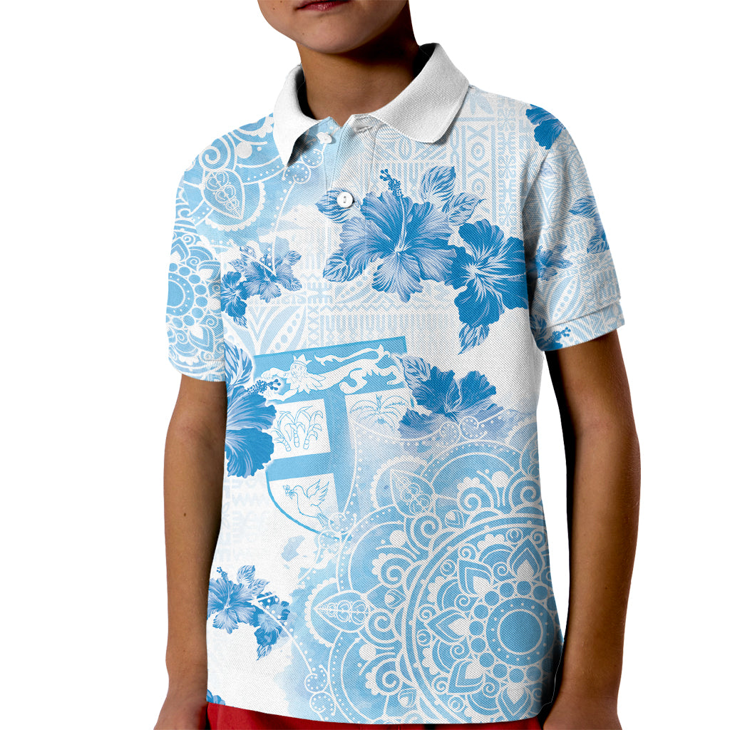 Happy Fiji Girmit Day Kid Polo Shirt Fijian Tapa With Mandala Pattern