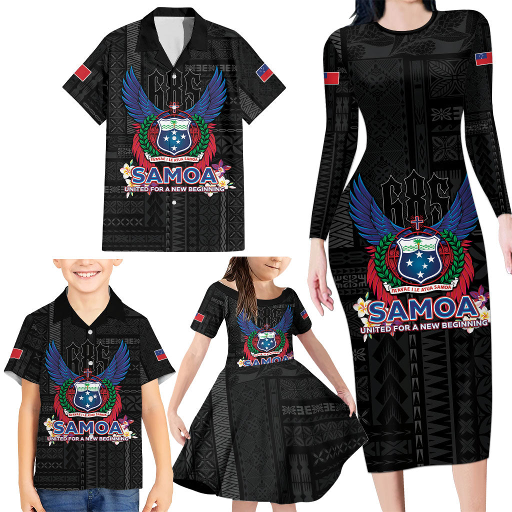 Samoa 64th Independence Anniversary Family Matching Long Sleeve Bodycon Dress and Hawaiian Shirt