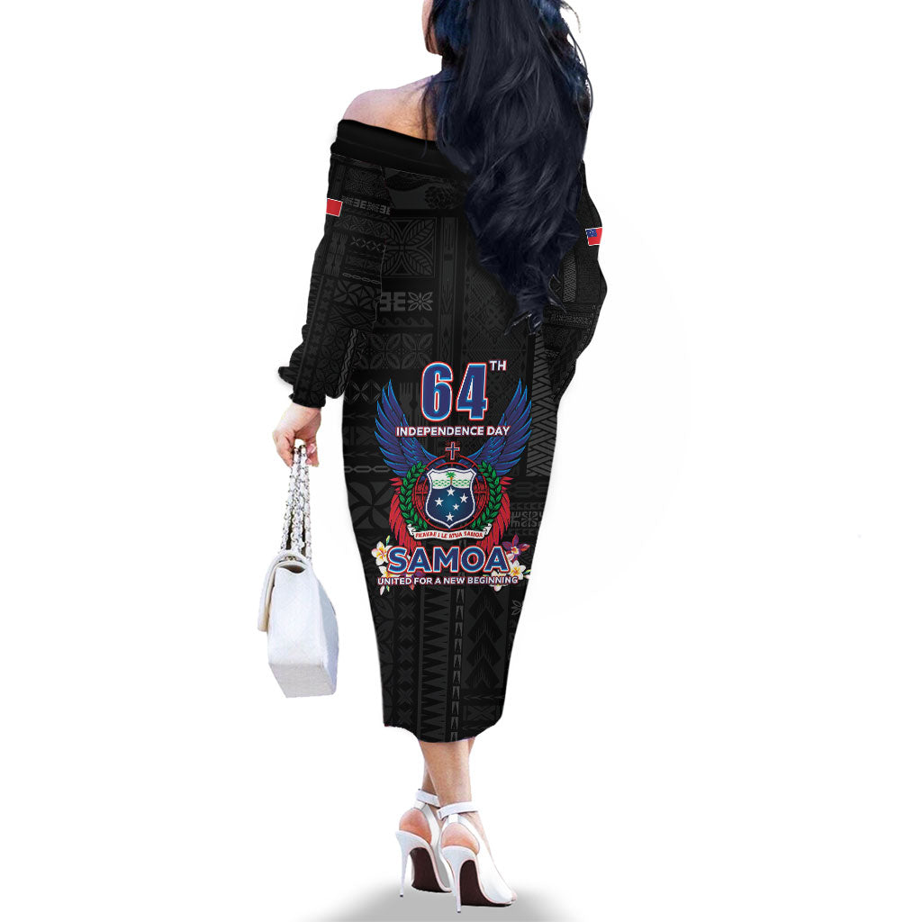 Samoa 64th Independence Anniversary Family Matching Off The Shoulder Long Sleeve Dress and Hawaiian Shirt