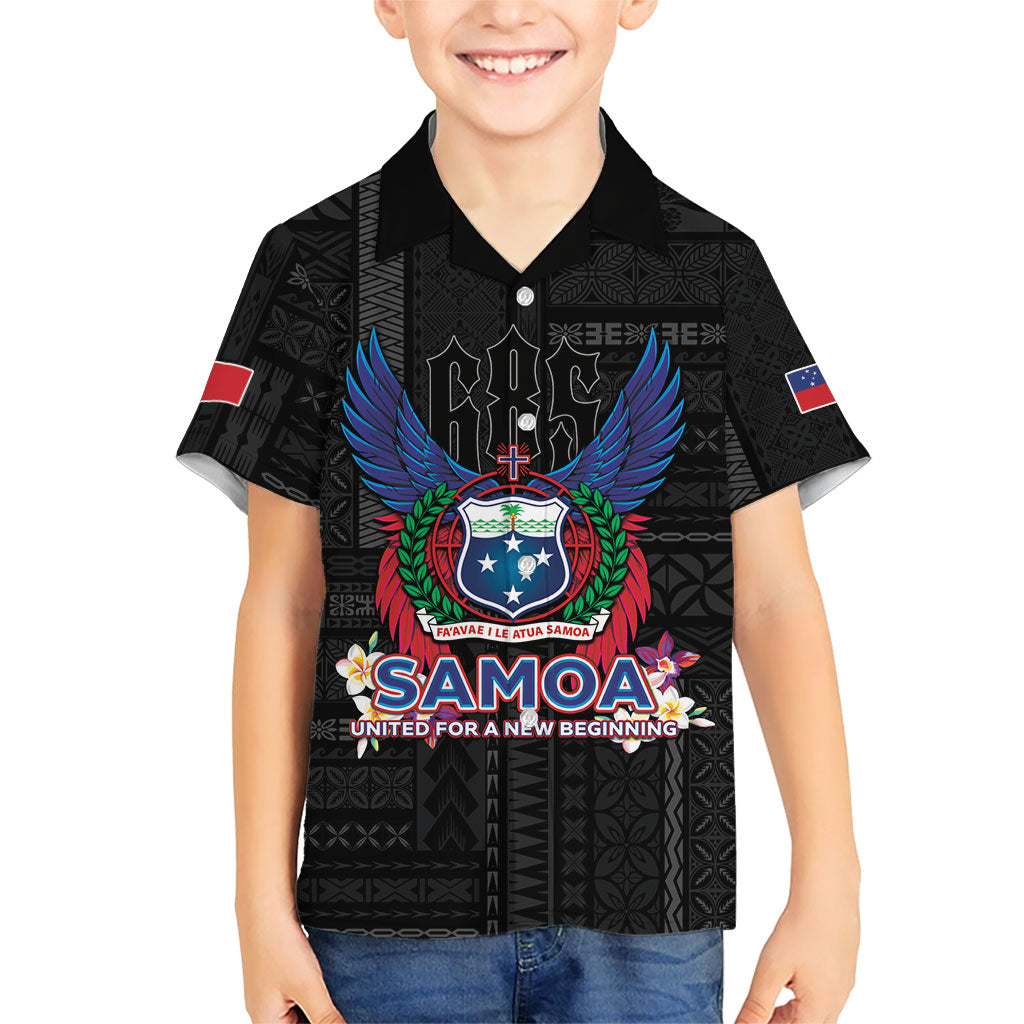 Samoa 64th Independence Anniversary Family Matching Off The Shoulder Long Sleeve Dress and Hawaiian Shirt