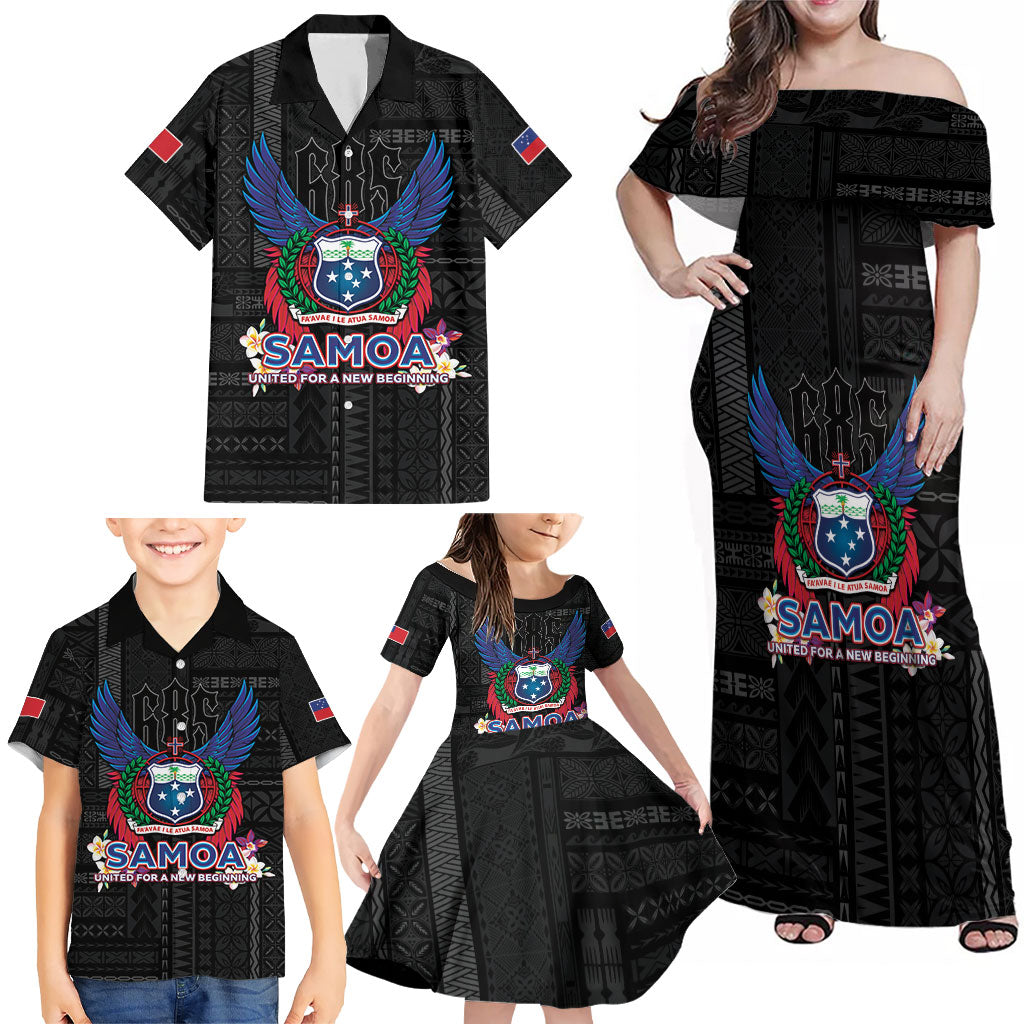 Samoa 64th Independence Anniversary Family Matching Off Shoulder Maxi Dress and Hawaiian Shirt