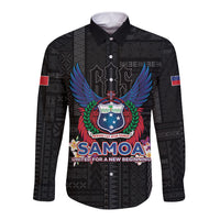 Samoa 64th Independence Anniversary Long Sleeve Button Shirt LT05 Unisex Black - Polynesian Pride