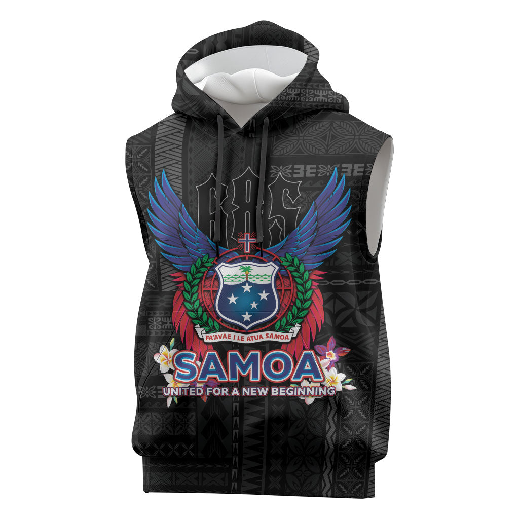 Samoa 64th Independence Anniversary Sleeveless Hoodie LT05 Black - Polynesian Pride