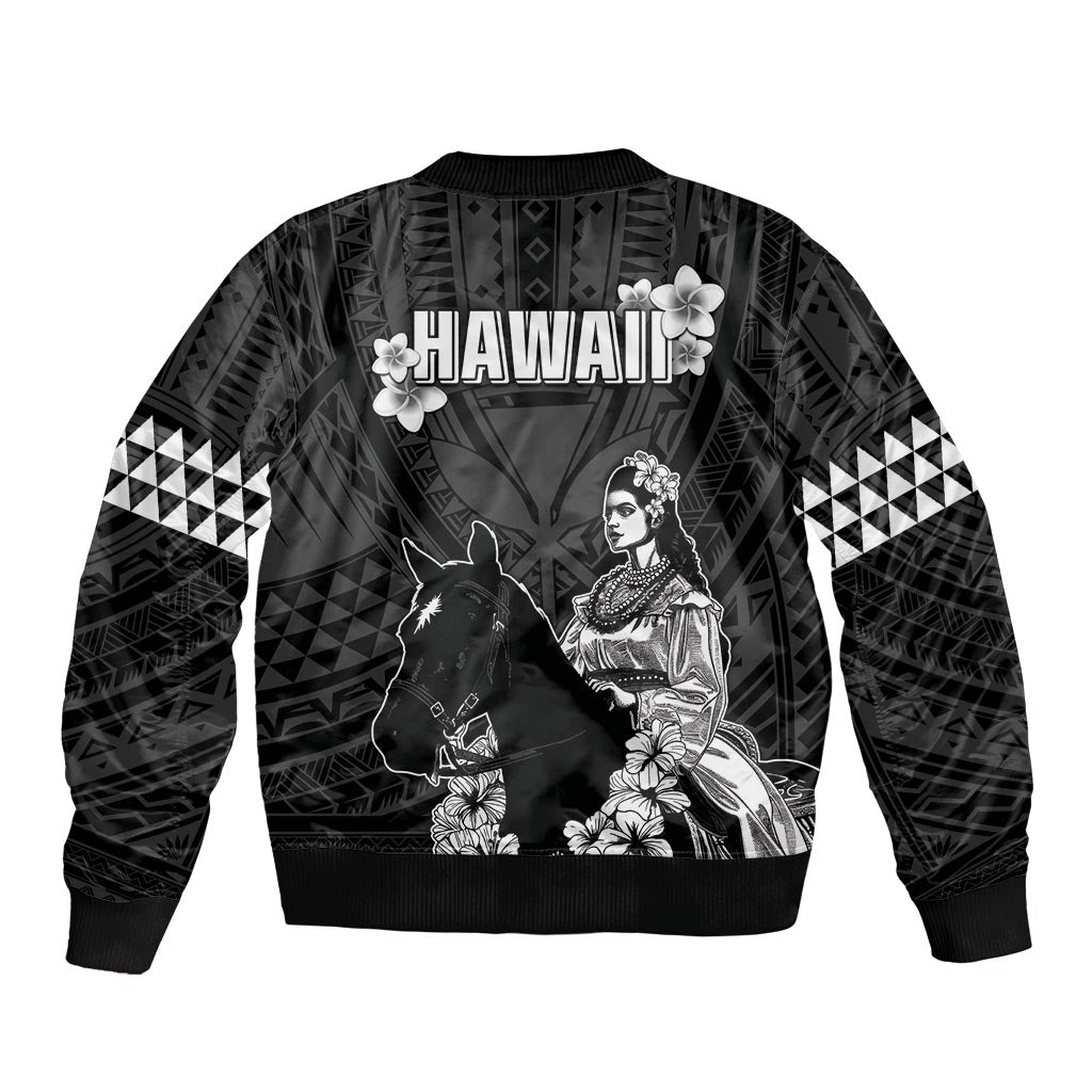 Hawaii King Kamehameha Day Parade Bomber Jacket With Pa'u Riders Plumeria Kakau Tribal Pattern
