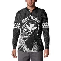 Hawaii King Kamehameha Day Parade Button Sweatshirt With Pa'u Riders Plumeria Kakau Tribal Pattern