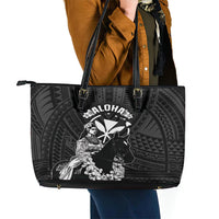 Hawaii King Kamehameha Day Parade Leather Tote Bag With Pa'u Riders Plumeria Kakau Tribal Pattern