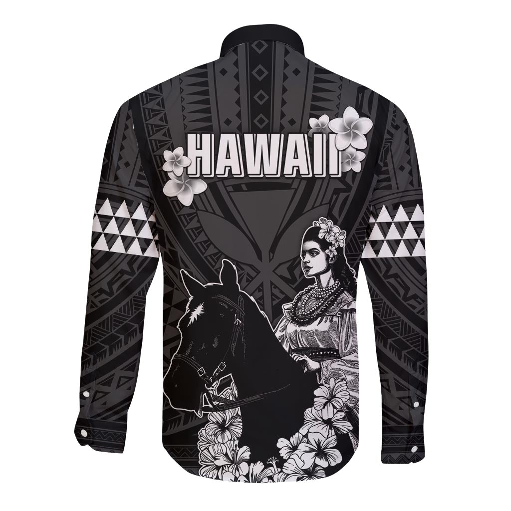 Hawaii King Kamehameha Day Parade Long Sleeve Button Shirt With Pa'u Riders Plumeria Kakau Tribal Pattern