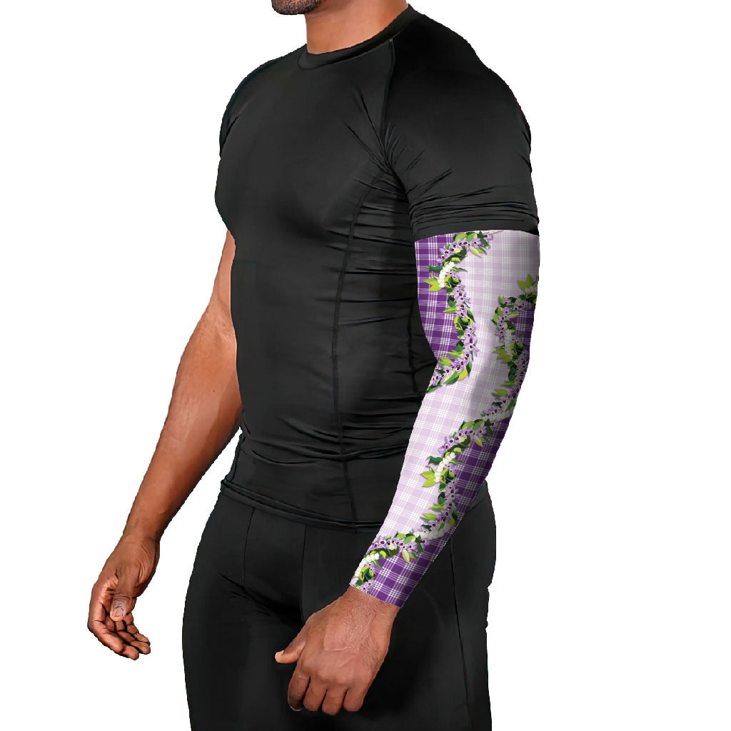 Violet Hawaii Palaka Arm Sleeves Maile Pikake Honohono Orchid Lei