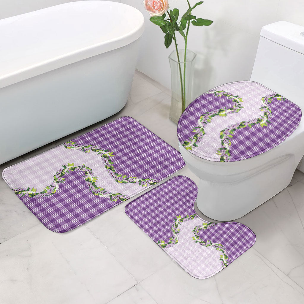 Violet Hawaii Palaka Bathroom Set Maile Pikake Honohono Orchid Lei