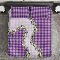 Violet Hawaii Palaka Bedding Set Maile Pikake Honohono Orchid Lei