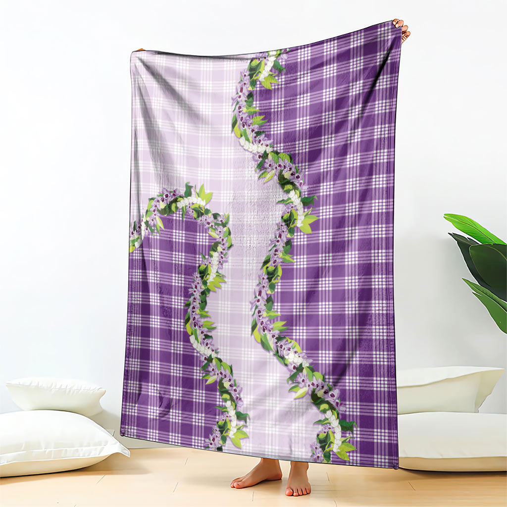 Violet Hawaii Palaka Blanket Maile Pikake Honohono Orchid Lei