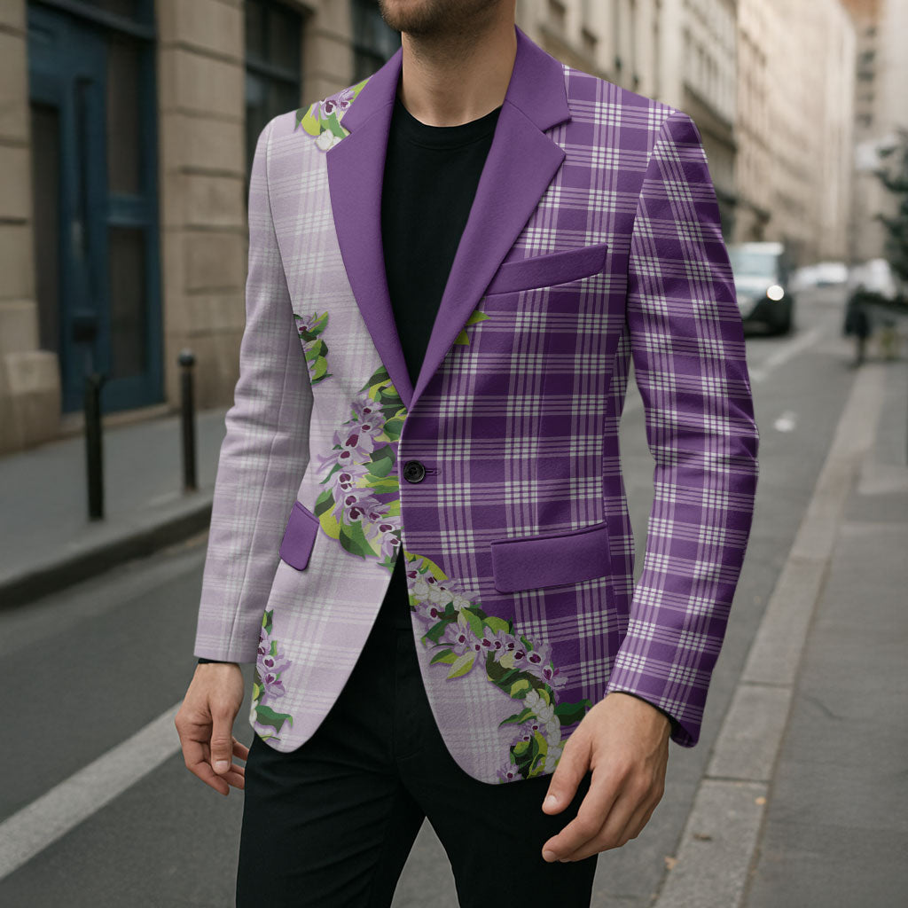 Violet Hawaii Palaka Blazer Maile Pikake Honohono Orchid Lei