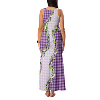 Violet Hawaii Palaka Family Matching Tank Maxi Dress and Hawaiian Shirt Maile Pikake Honohono Orchid Lei
