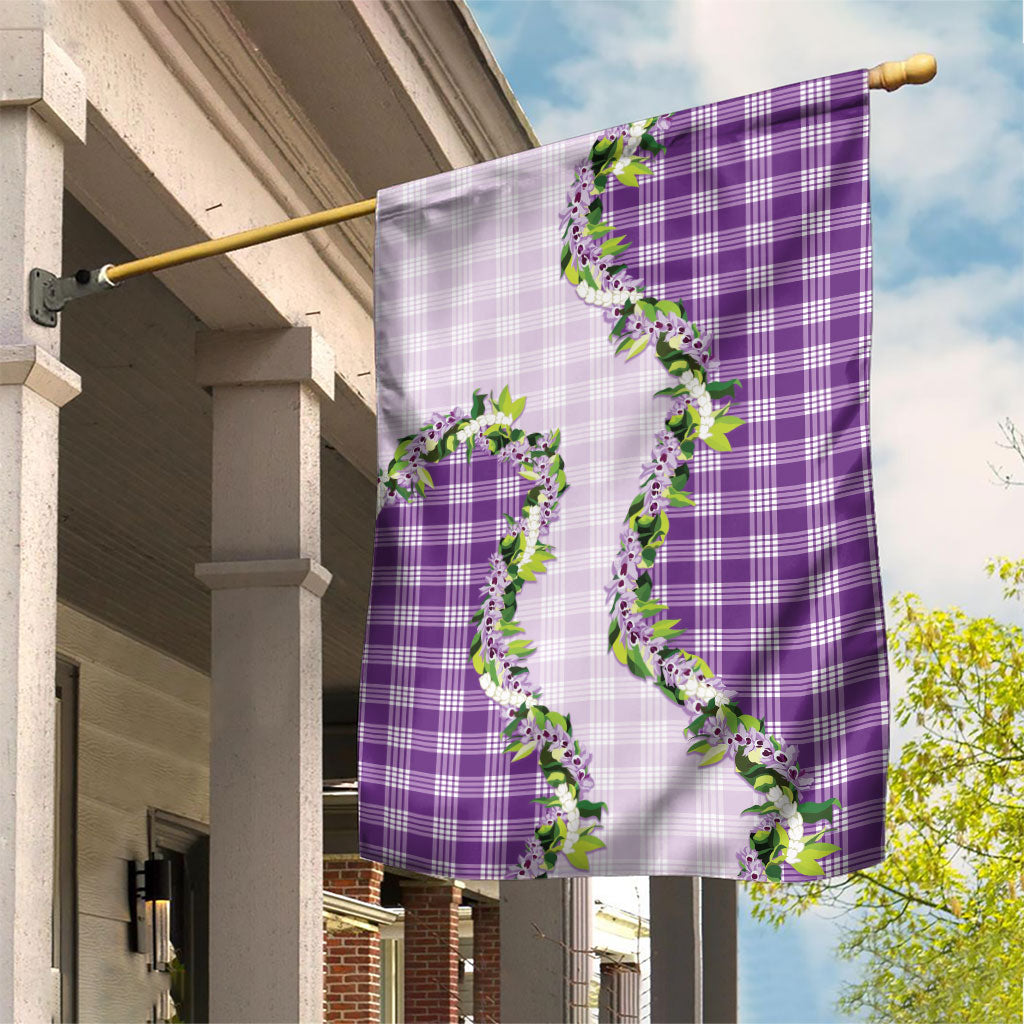 Violet Hawaii Palaka Garden Flag Maile Pikake Honohono Orchid Lei LT05 House Flag Violet - Polynesian Pride