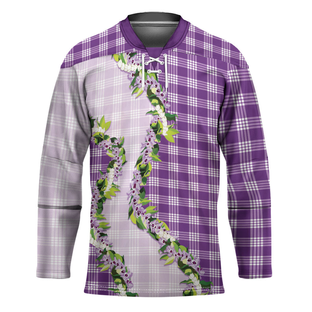 Violet Hawaii Palaka Hockey Jersey Maile Pikake Honohono Orchid Lei