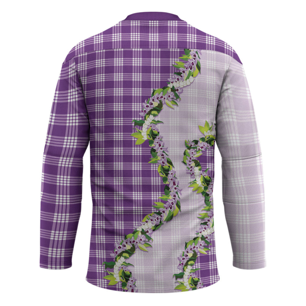 Violet Hawaii Palaka Hockey Jersey Maile Pikake Honohono Orchid Lei