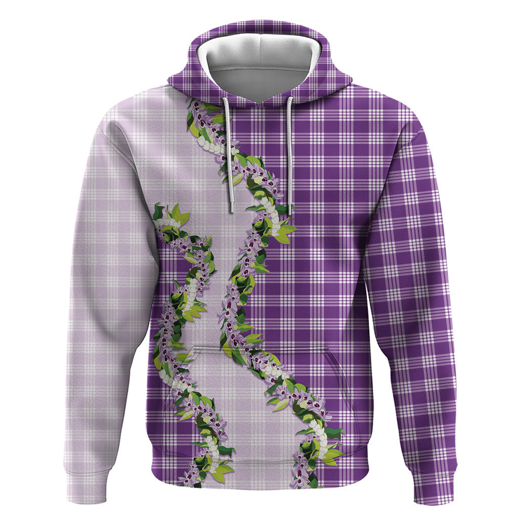 Violet Hawaii Palaka Hoodie Maile Pikake Honohono Orchid Lei LT05 Pullover Hoodie Violet - Polynesian Pride