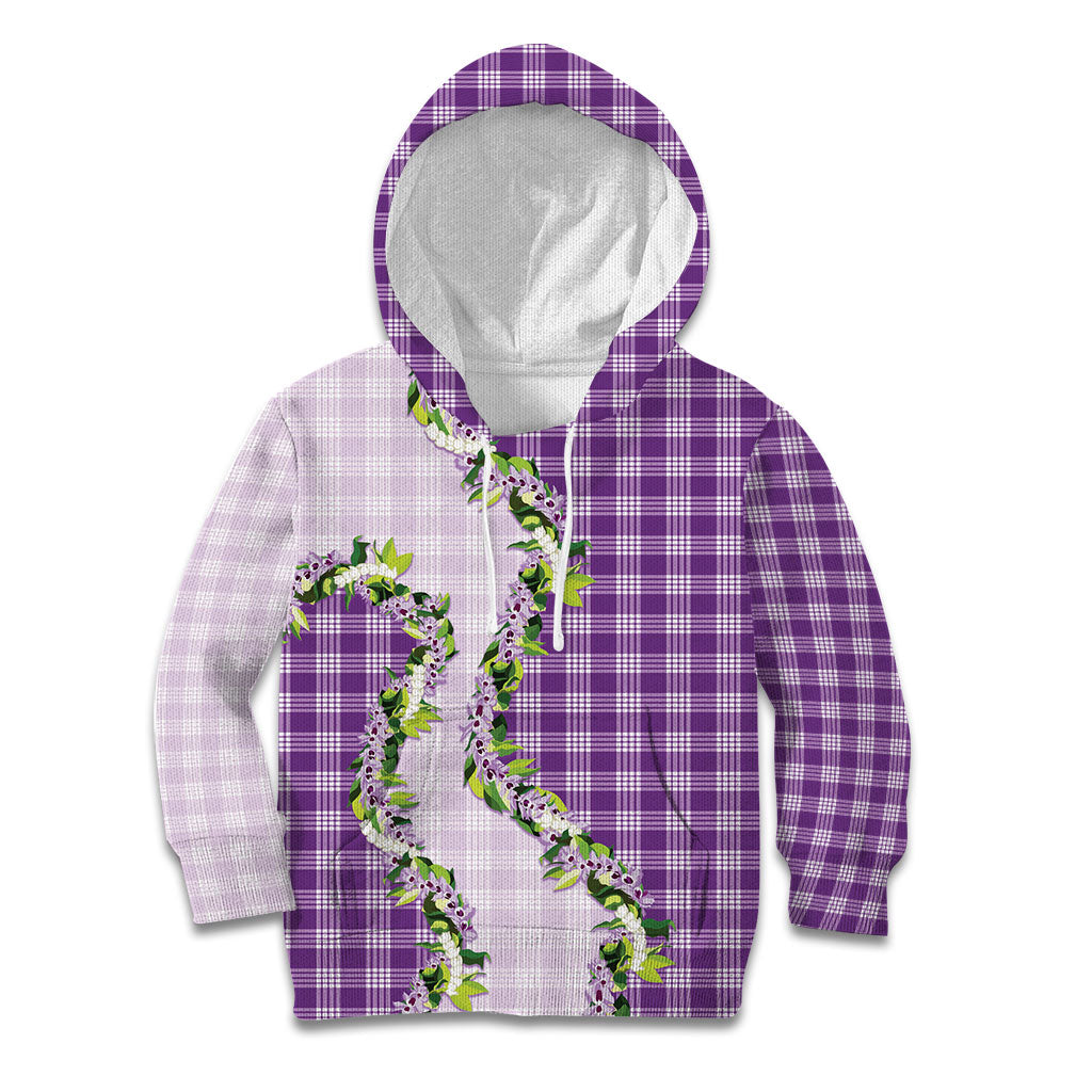 Violet Hawaii Palaka Kid Hoodie Maile Pikake Honohono Orchid Lei LT05 Hoodie Violet - Polynesian Pride