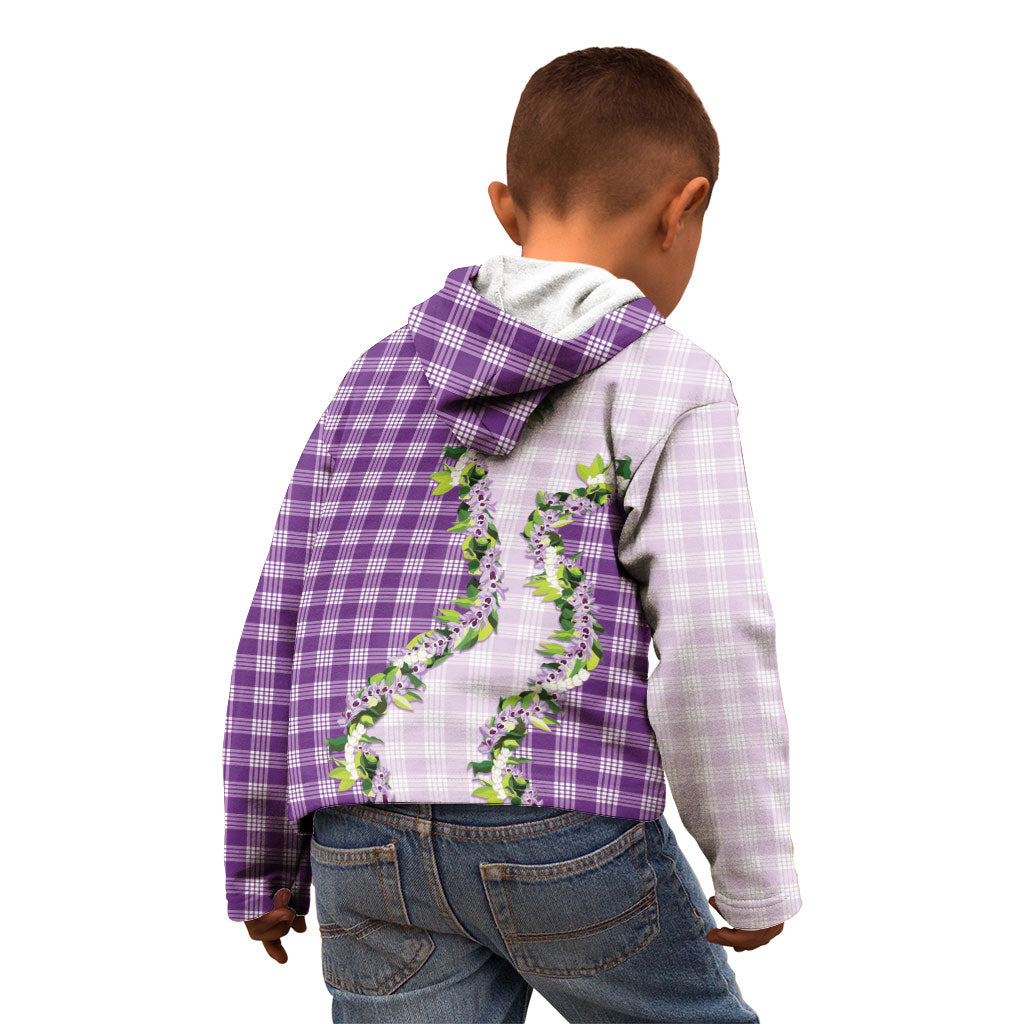 Violet Hawaii Palaka Kid Hoodie Maile Pikake Honohono Orchid Lei
