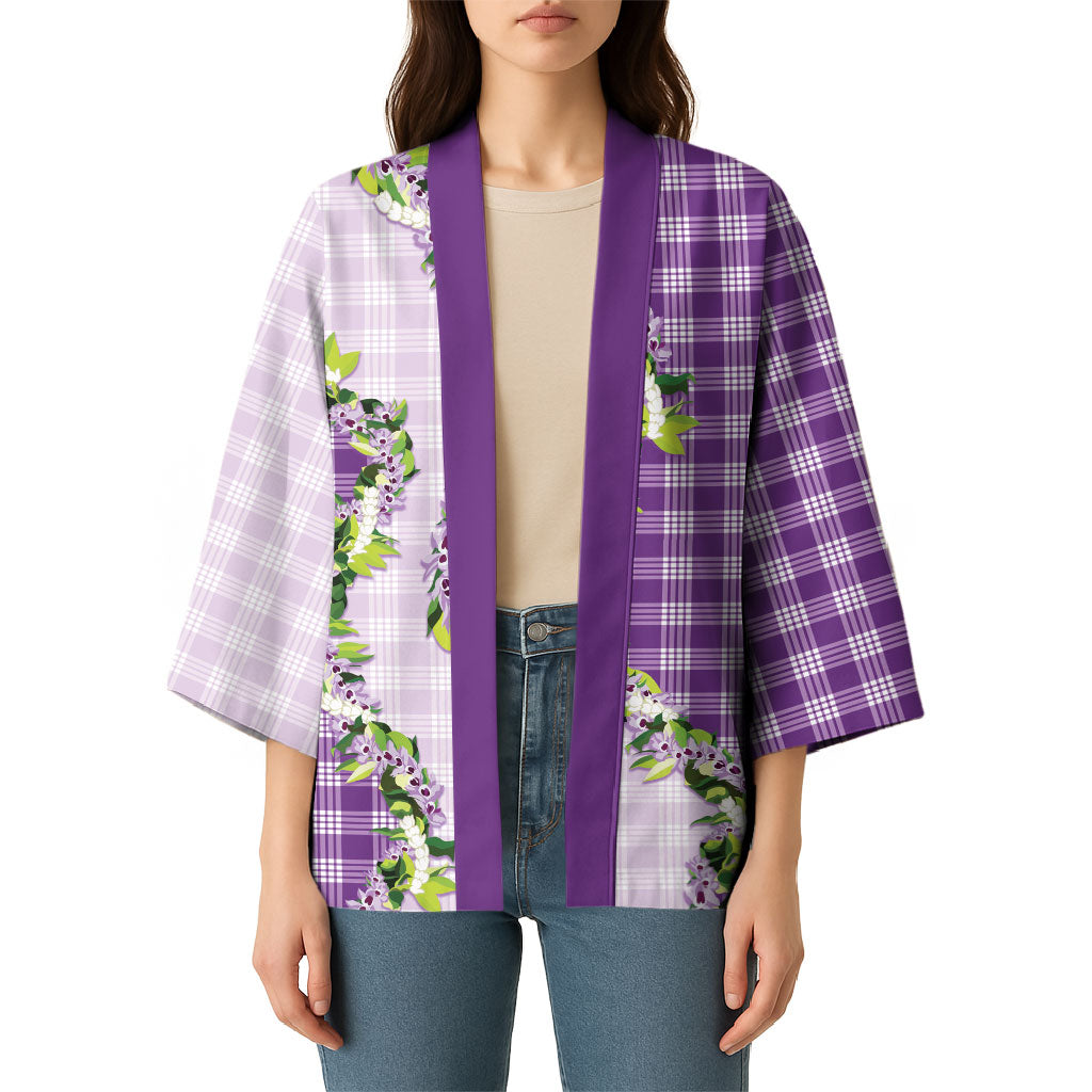 Violet Hawaii Palaka Kimono Maile Pikake Honohono Orchid Lei