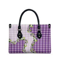 Violet Hawaii Palaka Leather Bag Maile Pikake Honohono Orchid Lei